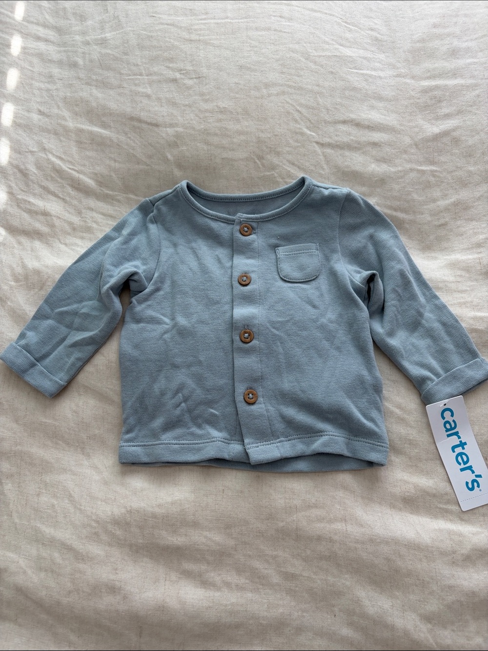 Carter's Light Blue Front-Button Long Sleeve Top